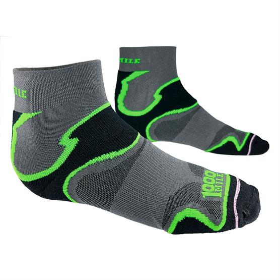 Billede af 1000 Mile Fusion Double Layer Anklet Sock Mens, Black / Green