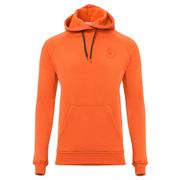 Orange fleecehoodie til herre.