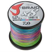 Daiwa J-Braid x8 i Multi Color, som består af 5 forskellige farver.