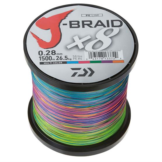 Påspoling Fletline Daiwa J-Braid x8 Multi Color