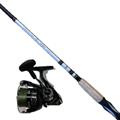 Fiskesættet består af et Daiwa Ninja BS spinnehjul i et mørkt design og en Shinobi spinnestang i et sølv / mørkt design.