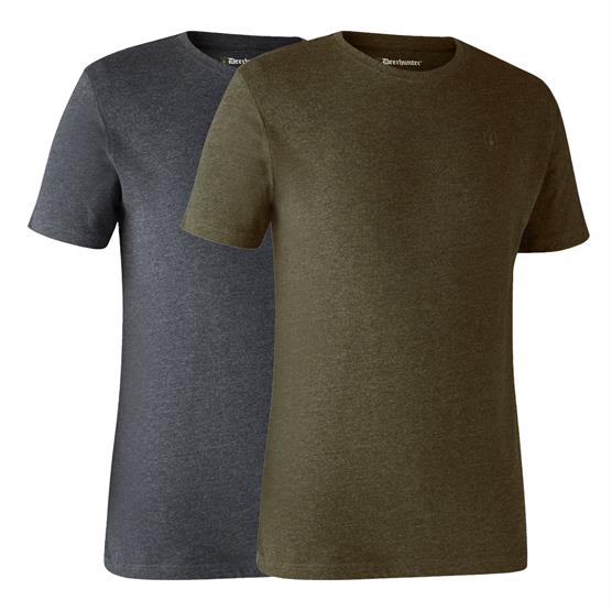 Deerhunter Mens Basic 2-pack T-Shirt, Adventure Green Melange