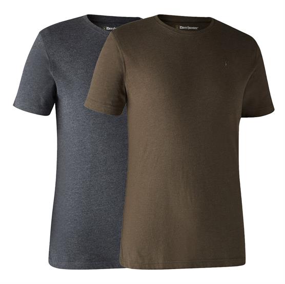 Deerhunter Mens Basic 2-pack T-Shirt, Brown Leaf Melange