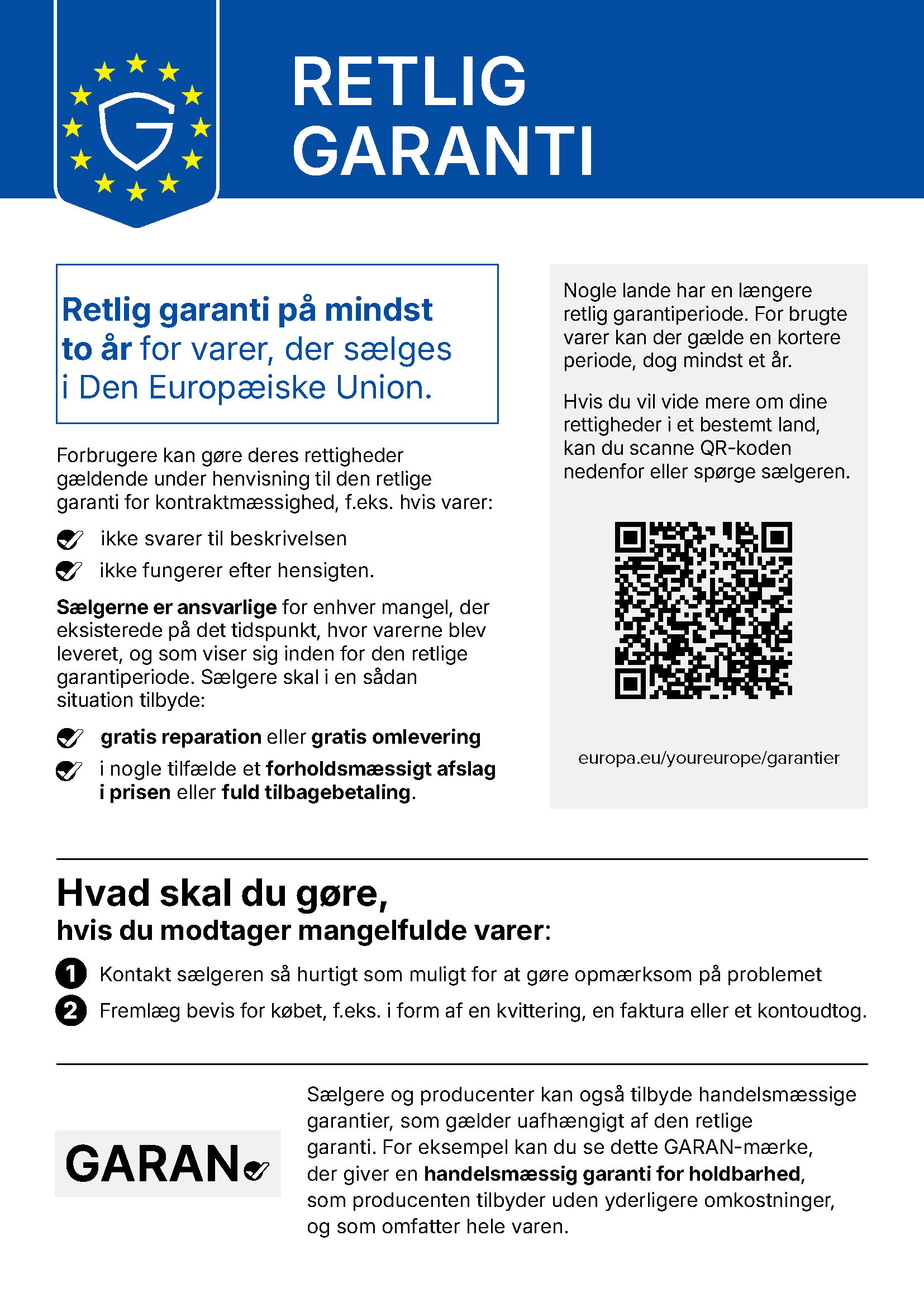 Garantier på varer købt i EU