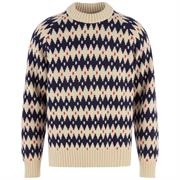 Fjällräven Övik Jacquard Knit til Mænd i farven Light Beige / Dark Navy