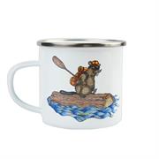 Lakor Beaver Rafting Enamel Mug i farven White