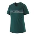 Patagonia Womens Cap Cool Merino Blend Shirt i farven Strata Stripe / Cascade Green