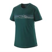 Patagonia Womens Cap Cool Merino Blend Shirt i farven Strata Stripe / Cascade Green