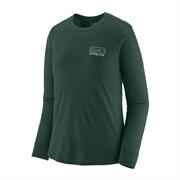 Patagonia Womens L/S Cap Cool Merino Blend Shirt i farven Fitz Roy Strata / Cascade Green