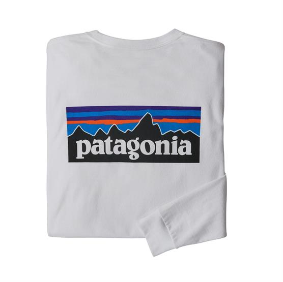 Billede af Patagonia Mens L/S P-6 Logo Responsibili-Tee, White