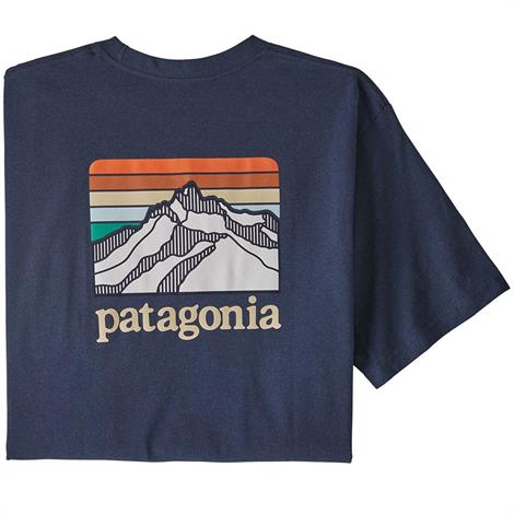 Patagonia Mens Line Logo Ridge Pocket Responsibili-Tee, Blue