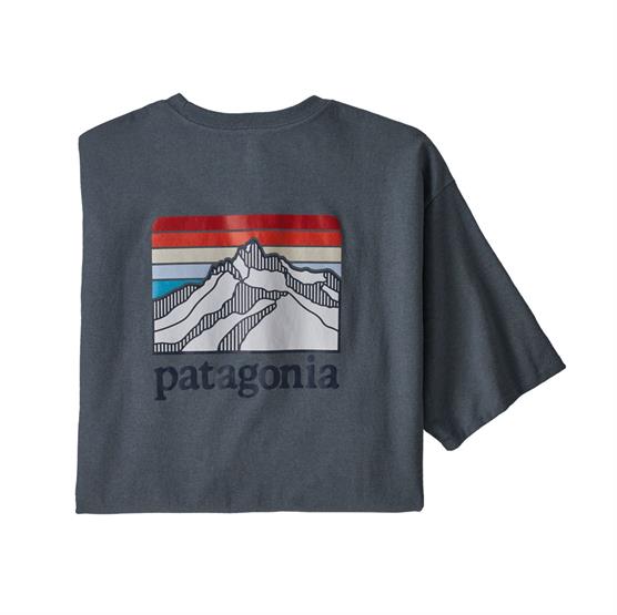 Patagonia Mens Line Logo Ridge Pocket Tee, Plume Grey