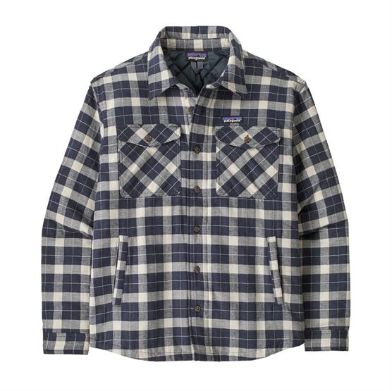 Patagonia Mens LW Insulated Fjord Flannel Shirt, Evergreen Fjord / Smolder Blue