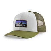 Patagonia P-6 Logo Trucker Cap | White w/ Palo Green