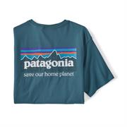 T-shirt fra Patagonia med stort Patagonia P-6 logo med teksten "Save our home planet"på 