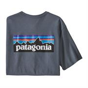 Patagonia herre P-6 Logo t-shirt i grå med klassisk Patagonia logo på ryggen.