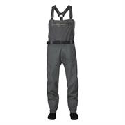 De ultra lette waders har et gråt design med en frontlomme på brystet.