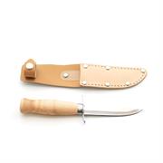Spejderkniv med Træskæfte og Læderskede | 100 mm