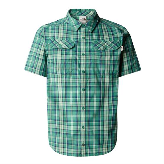 5: The North Face Mens S/S Pine Knot Shirt, Gemstone Green Plaid